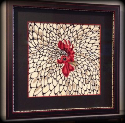 Artisans Corner Gallery Custom Picture Framing Needlepoint framed with hand Painted spacer accent