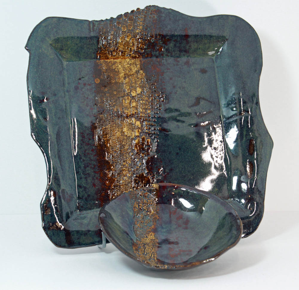 root-beer-plate-and-bowl-kc-henry-pottery-artisans-corner-gallery