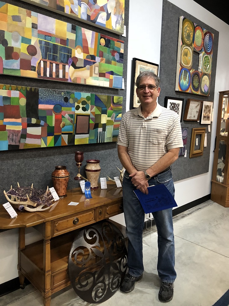 First Place Segmented Wood Turning by Marc Blachman Artist Kristin Pierre with her artwork