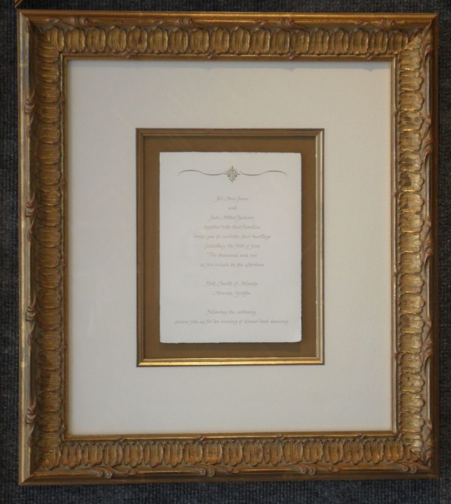 Artisans Corner Gallery Custom Picture Framing Wedding invitation Example