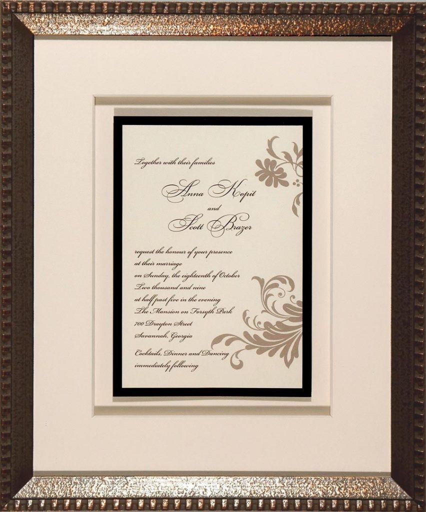 Artisans Corner Gallery Custom Picture Framing Wedding invitation Example