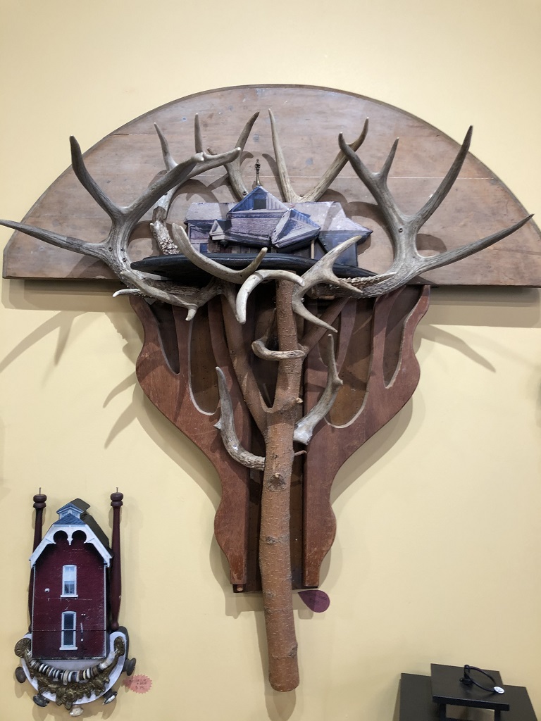 Re-found objects Assemblage Artwork Antlers and House