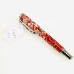 Red Dyed Curly Maple Ballpoint Pen